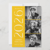 Modern 2025 Geel 3 Foto Afstudeerfeest Kaart (Voorkant)