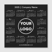 Modern 2025 Kalender Bedrijf Logo op Zwarte Magnee (Voorkant)