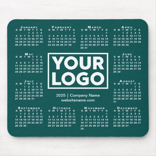 Modern 2025 Kalender Business Logo Blauw-Groen Muismat (Voorkant)