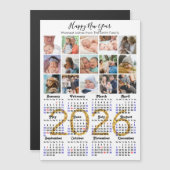 Modern 2025 Kalender Gold Script 15 Foto Magnetisc (Voorkant / Achterkant)