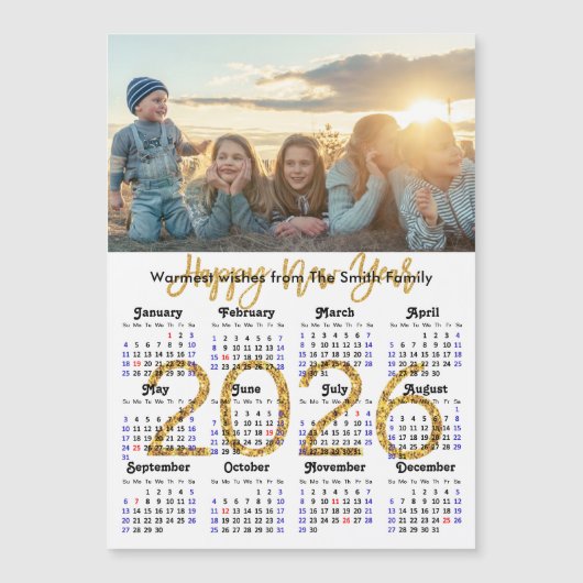 Modern 2025 Kalender Gold Script Eenvoudig Magneti (Voorkant)