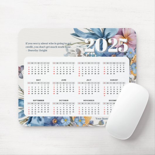 Modern 2025 Kalender Quote & Gepersonaliseerde Naa Muismat (Met muis)