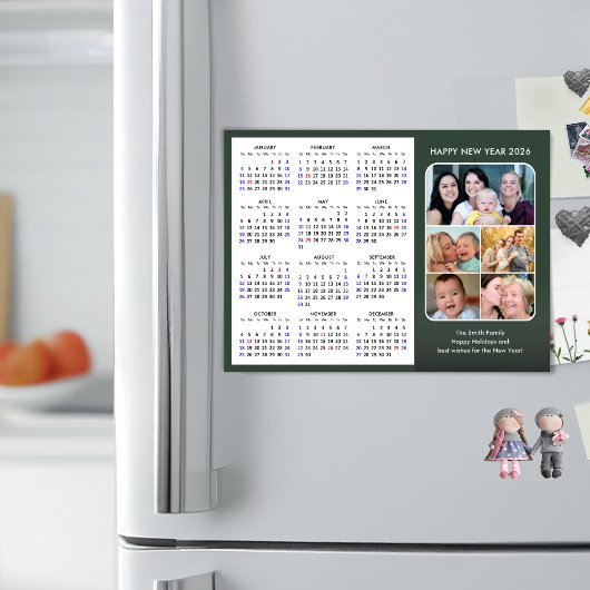 Modern 2025 Kalender Sage Green 5 Foto Magnetisch
