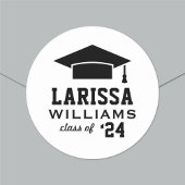 Modern 2025 Zwart-wit Graduation Cap Custom Ronde Sticker