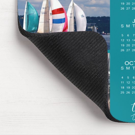 Modern 2026 Calendar 3-fotoscript gepersonaliseerd Muismat (Hoek)