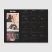 Modern 2026 Calendar 3 Photo Collage Magnet Card (Voorkant)