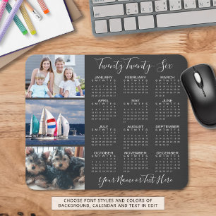 Modern 2026 Calendar 3 Photo Script Aangepaste kle Muismat