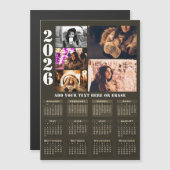 Modern 2026 Calendar 5 Photo Collage Magnet Card (Voorkant / Achterkant)
