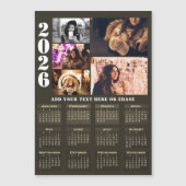 Modern 2026 Calendar 5 Photo Collage Magnet Card (Voorkant)