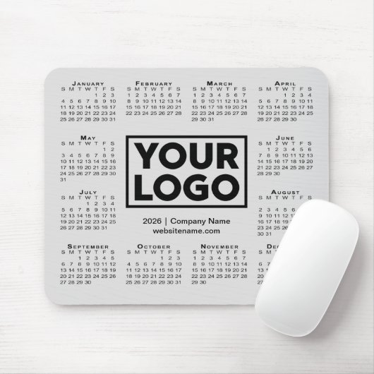 Modern 2026 Calendar Business Company Logo Gray Muismat (Met muis)