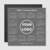 Modern 2026 Calendar Company Logo Dark Gray Magnet (Voorkant / Achterkant)