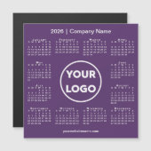 Modern 2026 Calendar Company Logo on Purple Magnet (Voorkant / Achterkant)