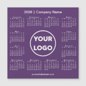 Modern 2026 Calendar Company Logo on Purple Magnet (Voorkant)