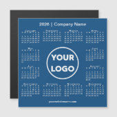 Modern 2026 Calendar Company Logo op Blue Magnet (Voorkant / Achterkant)