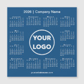 Modern 2026 Calendar Company Logo op Blue Magnet (Voorkant)