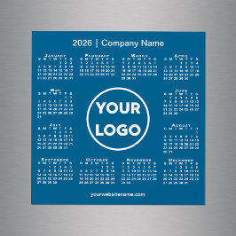 Modern 2026 Calendar Company Logo op Blue Magnet
