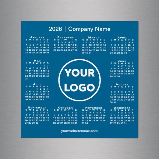 Modern 2026 Calendar Company Logo op Blue Magnet