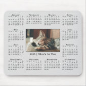 Modern 2026 Calendar Your Photo Name on Grey Muismat (Voorkant)