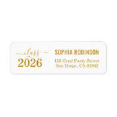 Modern 2026 Gold Script Typography Graduation Etiket (Voorkant)