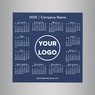 Modern 2026 Kalender Bedrijf Logo Navy Blue Magnet