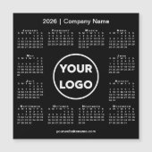 Modern 2026 Kalender Bedrijf Logo op Black Magnet (Voorkant)