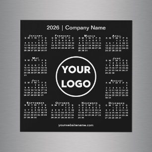 Modern 2026 Kalender Bedrijf Logo op Black Magnet