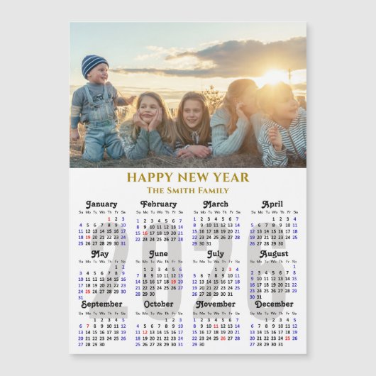Modern 2026 Kalender Gold Script Eenvoudig Magneti (Voorkant)