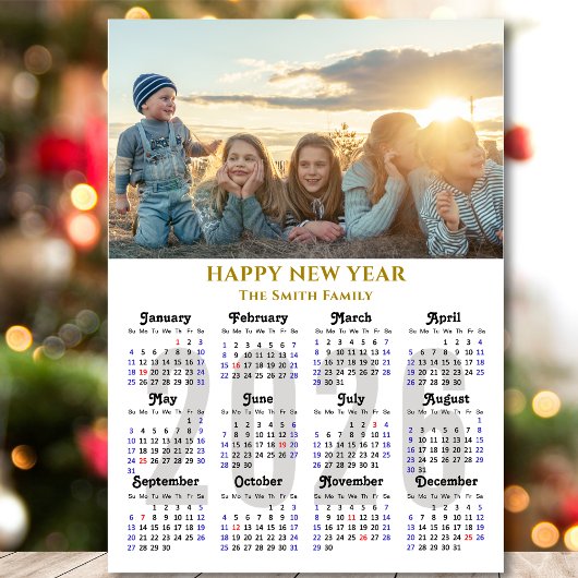 Modern 2026 Kalender Gold Script Eenvoudig Magneti