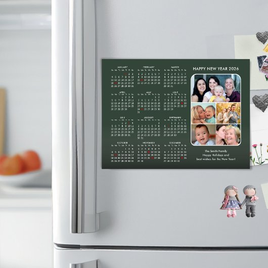 Modern 2026 Kalender Sage Green 5 Foto Magnetisch