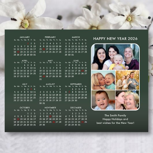 Modern 2026 Kalender Sage Green 5 Foto Magnetisch