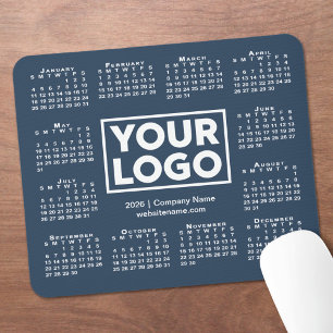 Modern 2026 Kalender Zakelijk Logo Navy Blauw Muismat