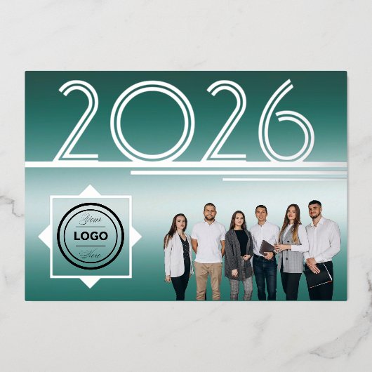 Modern 2026 New Year Logo Photo Greeting Card Folie Uitnodiging (Voorkant)