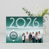 Modern 2026 New Year Logo Photo Greeting Card Folie Uitnodiging (Staand Voorkant)