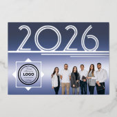Modern 2026 New Year Logo Photo Greeting Card Folie Uitnodiging (Voorkant)