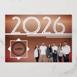 Modern 2026 New Year Logo Photo Greeting Card Folie Uitnodiging