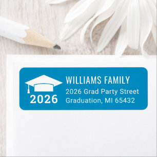 Modern 2026 Turquoise Blauwe Afstudeer Retouradres Etiket