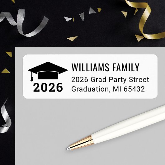 Modern 2026 Zwart Wit Afstudeeradres Etiket