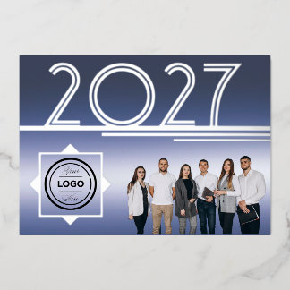 Modern 2027 Nieuwjaarslogo Foto Wenskaart Folie Uitnodiging
