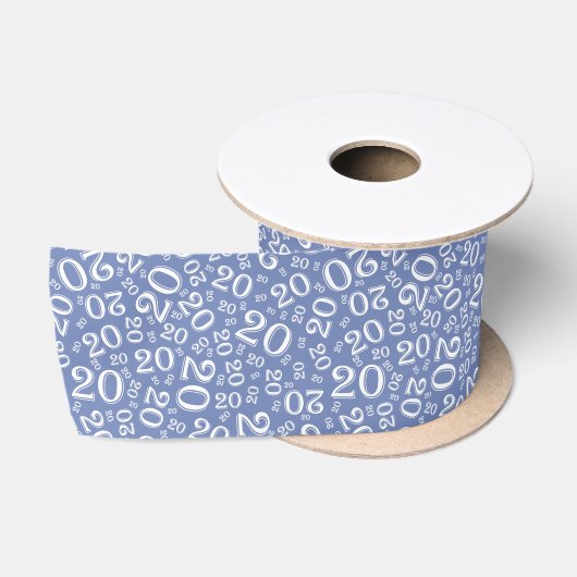 Modern 20e verjaardagsnummerpatroon blauw/wit satijnen lint (Spoel)