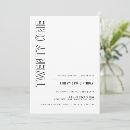 Modern 21 e uitnodiging van de 21ste verjaardag (Staand voorkant)