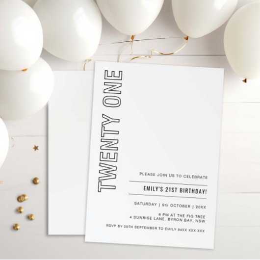 Modern 21 e uitnodiging van de 21ste verjaardag