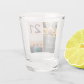 Modern 21-jarig roze 2 fotocollage raster shot glas (Achterkant)