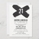 MODERN 21e verjaardagsfeest zwarte penseelstreken Kaart (Voorkant)
