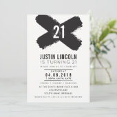 MODERN 21e verjaardagsfeest zwarte penseelstreken Kaart (Staand voorkant)