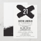 MODERN 21e verjaardagsfeest zwarte penseelstreken Kaart (Voorkant / Achterkant)