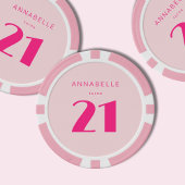 Modern 21st Twenty One Blush Roze Verjaardagsfeest Poker Chips