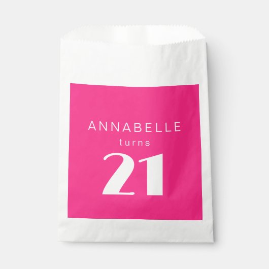 Modern 21st Twenty One Hot Roze Verjaardagsfeest Bedankzakje (Voorkant)