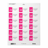 Modern 21st Twenty One Hot Roze Verjaardagsfeest Etiket (Full Sheet)