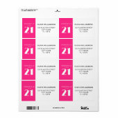 Modern 21st Twenty One Hot Roze Verjaardagsfeest Etiket (Full Sheet)