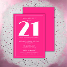 Modern 21st Twenty One Hot Roze Verjaardagsfeest